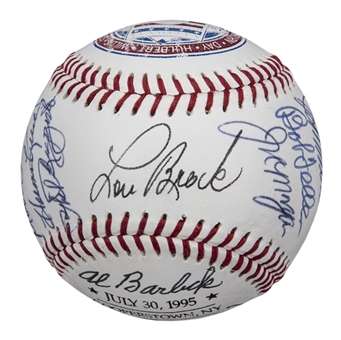 1995 Hall of Fame Induction Multi Signed Baseball With 23 Signatures Including Ashburn, Schmidt, & Musial (Doerr Family LOA & PSA/DNA PreCert)